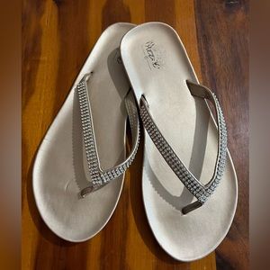 Mossimo sandal Flip flops champagne gold with rhinestone bling.